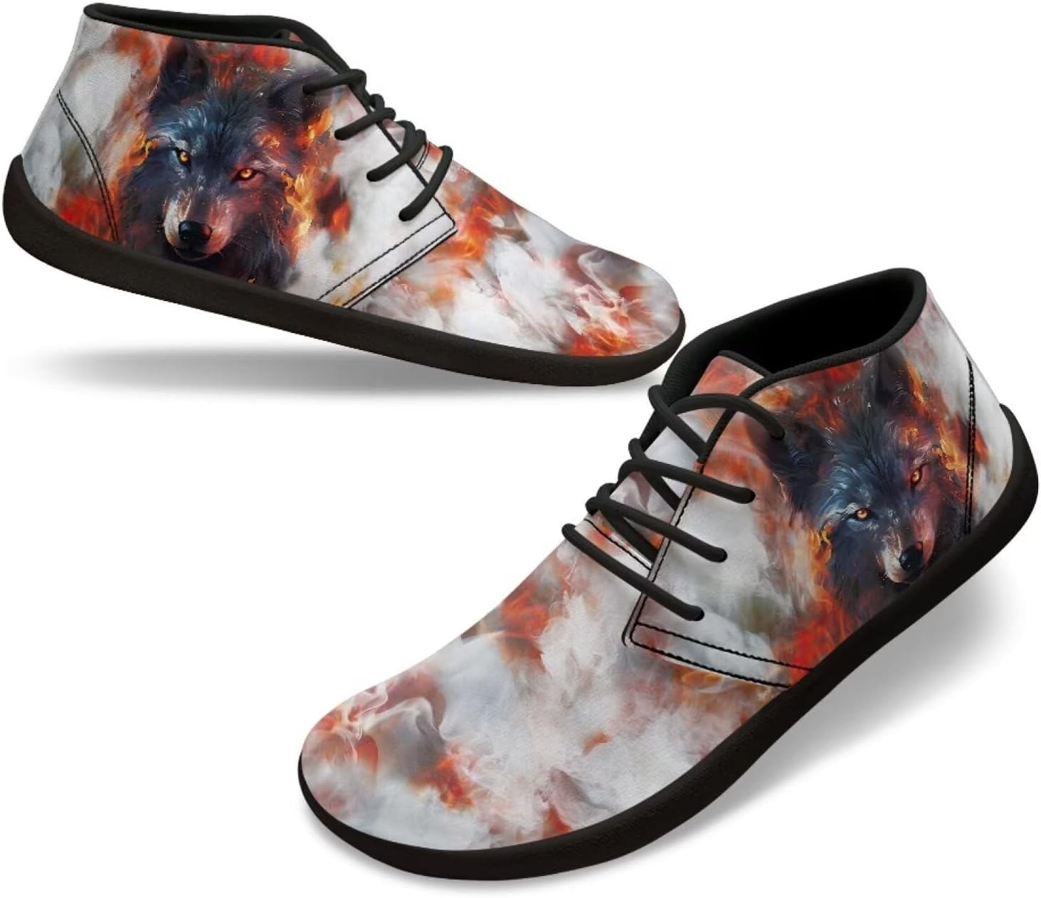 

Мужские кроссовки для ходьбы, походов, кемпинга с нулевым перепадом и противоскользящей подошвой Xixirimido, Wolf Print