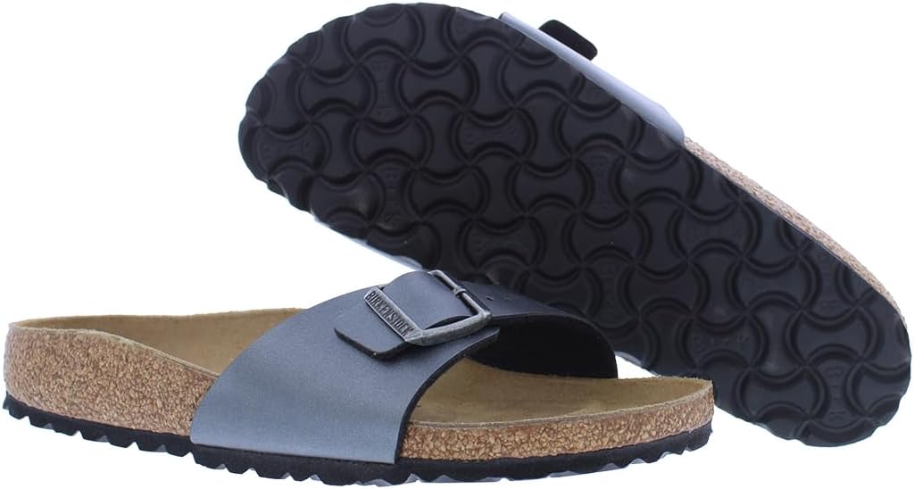 Женские сандалии Birkenstock Madrid с открытым носком, черно-белая кожа — фото 2