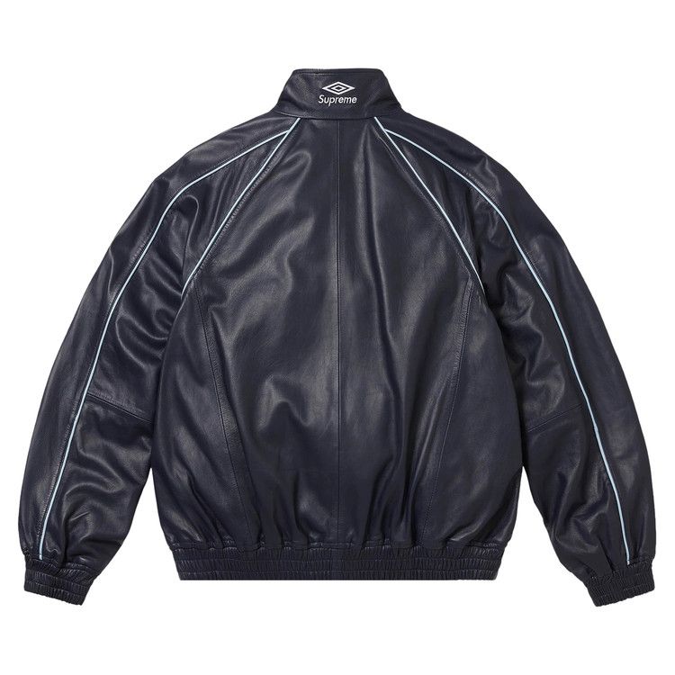 Спортивная куртка Supreme x Umbro Leather Track Jacket, Navy — фото 3