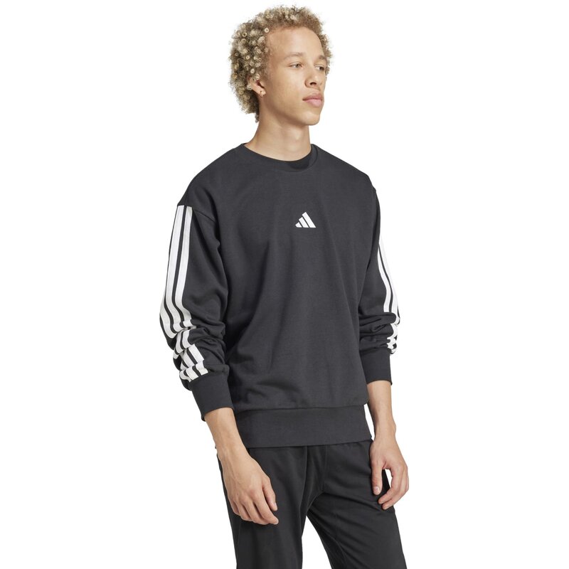 Свитшот Essentials с тремя полосками, французский трикотаж Adidas, черный — фото 2