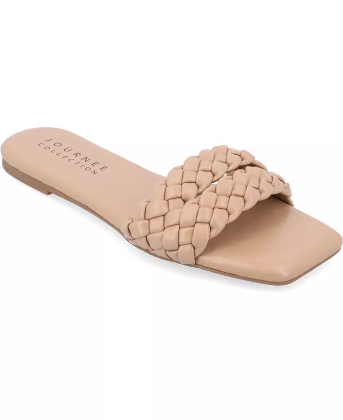 Женские сандалии Sawyerr Wide Width Braided Square Toe Journee Collection, коричневый/бежевый