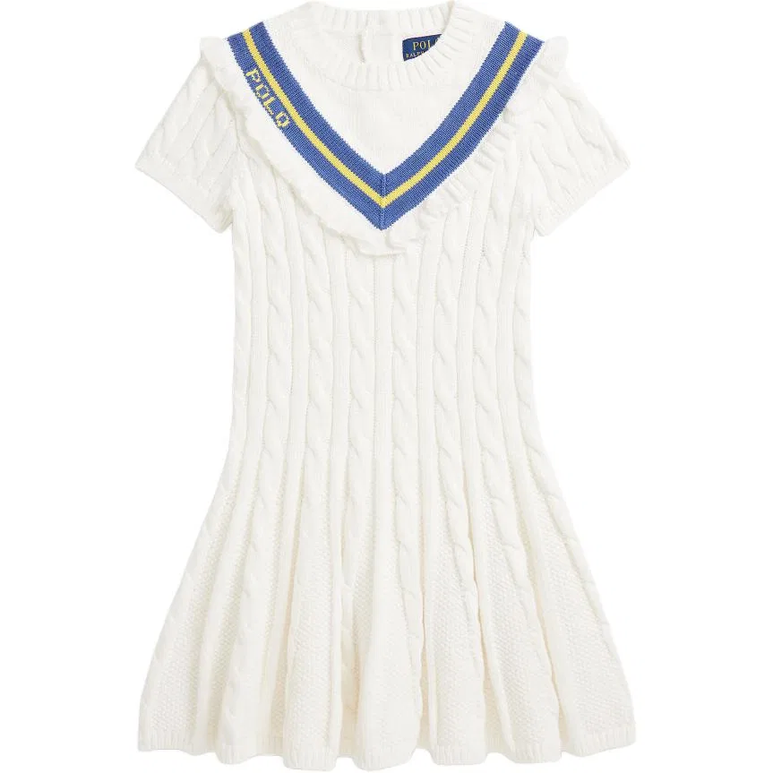 Платье детское Crew Neck Moderate Short Polo Ralph Lauren, White