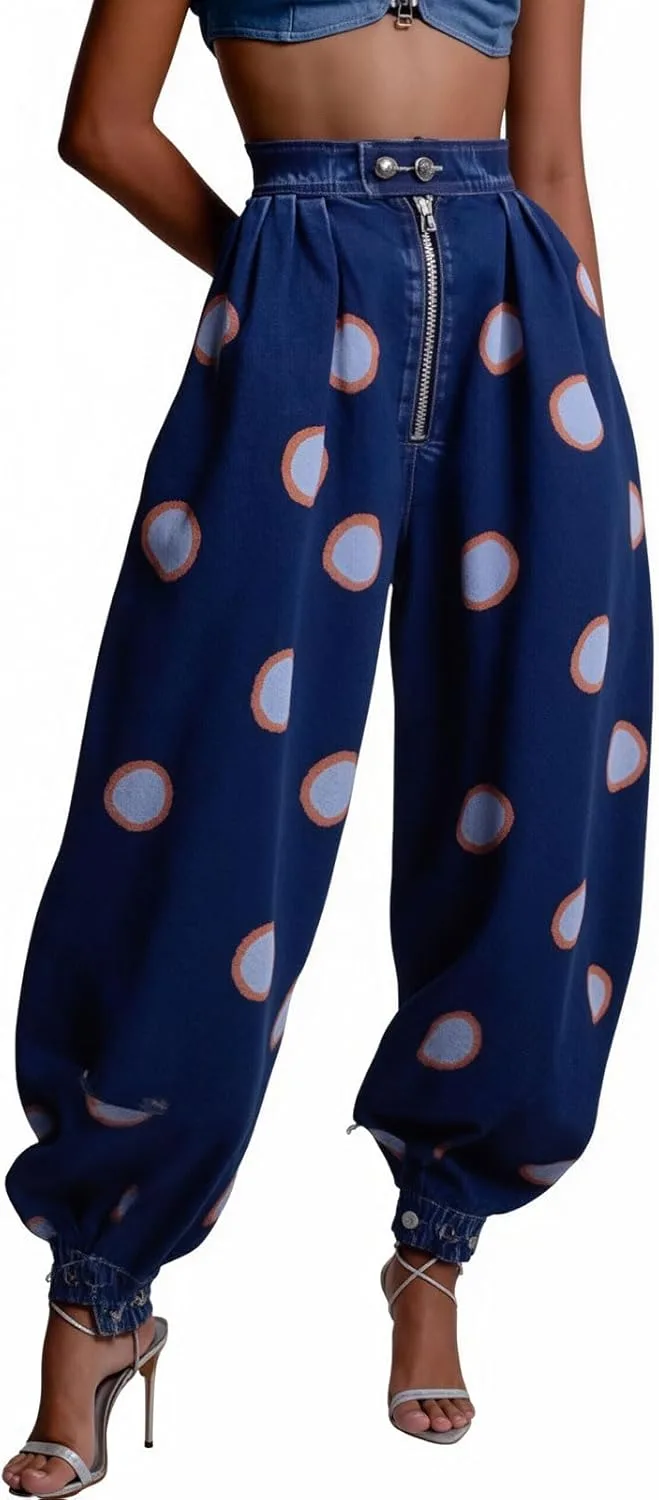 

Женские джинсы utcoco High Waisted Balloon с застежкой-молнией спереди и регулируемыми манжетами