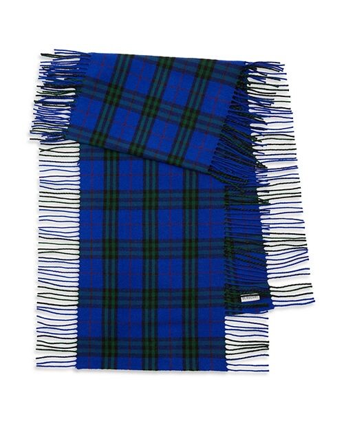 

Кашемировый шарф в клетку с бахромой Burberry, цвет Blue