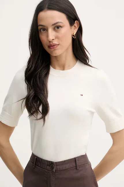 Футболка с коротким рукавом трикотажная Tommy Hilfiger, бежевый — фото 4