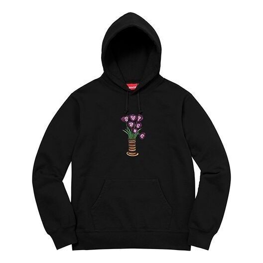

Толстовка flowers hooded sweatshirt 'black' Supreme, черный