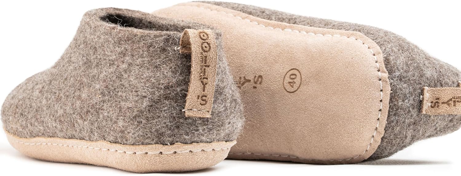 Тапочки Woolly из войлока с кожаной подошвой, Премиальная новозеландская шерсть, Ручная работа по итальянскому дизайну, Мягкие, дышащие и без запаха Woolly'S, коричневый — фото 3