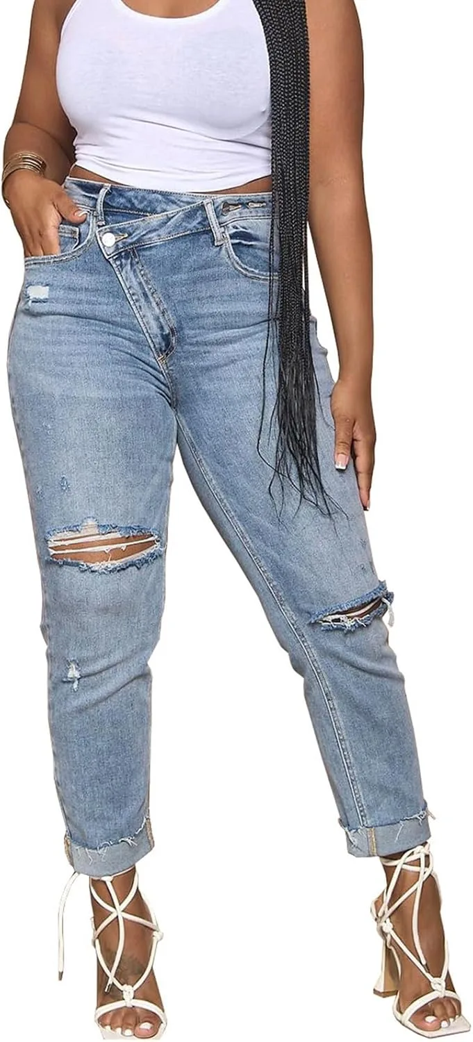 

Женские скинни джинсы distressed высокие Botillosh