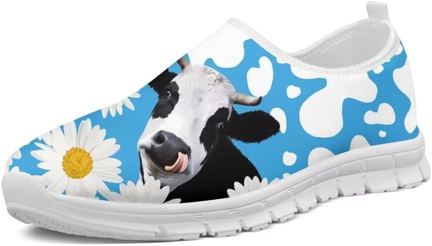 

Женские прогулочные кроссовки Forchrinse Bee, мужские слипоны, поддержка свода стопы, мягкие и комфортные лоферы, легкие, для путешествий, работы и спортзала, Cute Cow Daisy