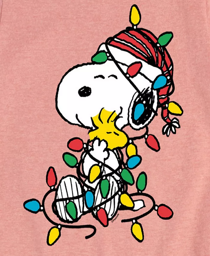 Футболка с коротким рукавом для девочек постарше с принтом "Snoopy Christmas Lights" Peanuts, розовый — фото 3