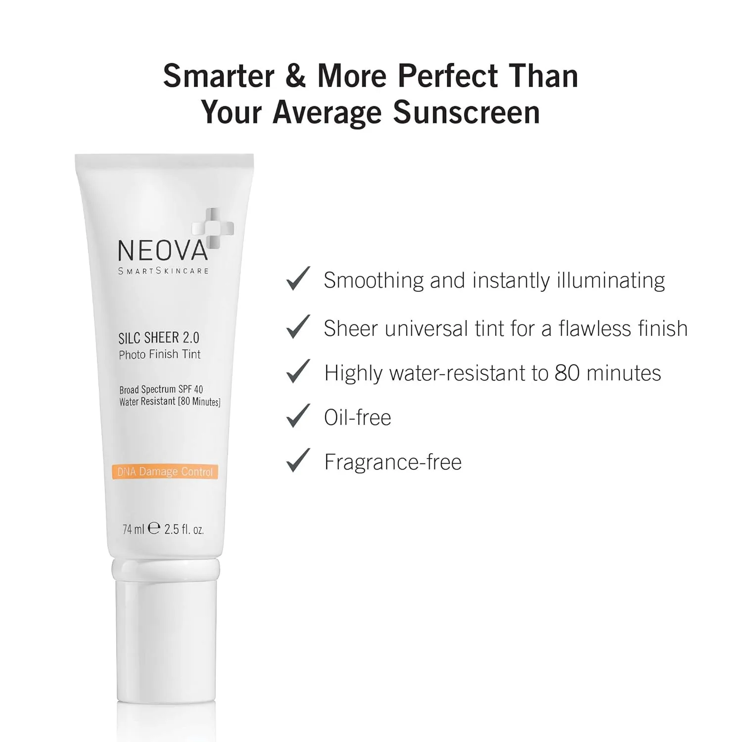 NEOVA SmartSkincare Silc Sheer 2.0 Тонирующий солнцезащитный крем, 73 мл | Широкий спектр защиты SPF 40 | Водостойкость до 80 мин. | Без масел и отдушек | Подходит для всех типов кожи, Tinted — фото 3