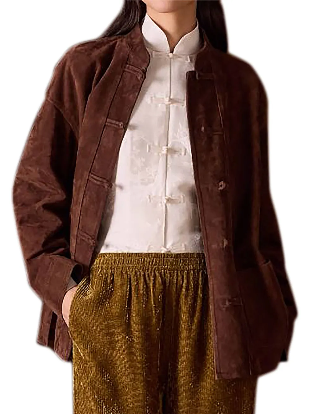 

Кожаная куртка на молнии Shanghai Tang, коричневый