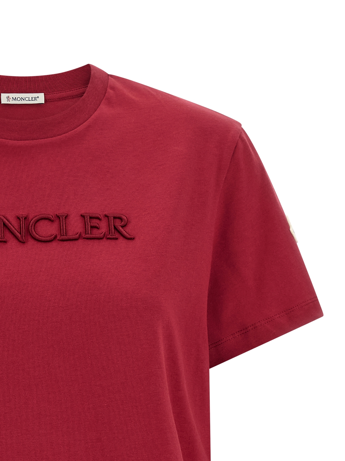Футболка с вышитым логотипом MONCLER, красный — фото 3