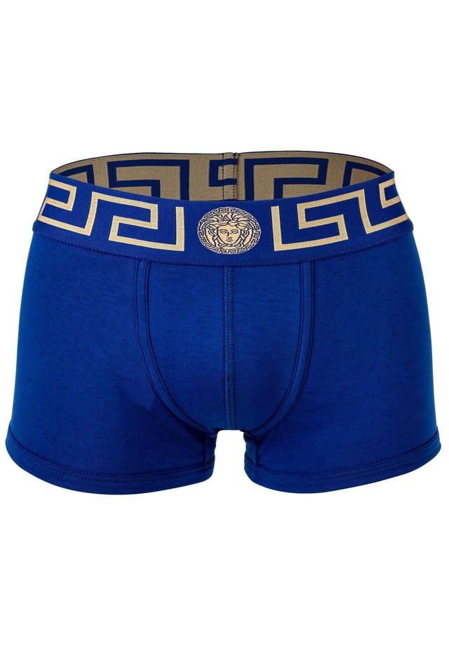 

Плавки - шорты-боксеры топика стрейч хлопок однотонные Versace, синий