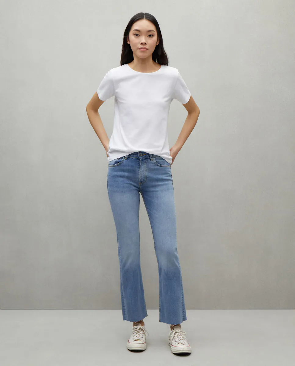 

Брюки из расклешенного денима средней посадки Easy Wear, нежно-голубой