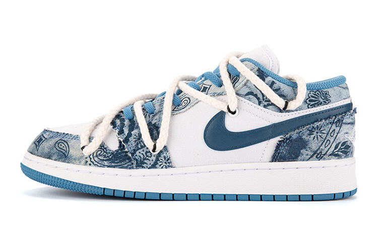 

Кроссовки Air JORDAN 1 Vintage Basketball Shoes Women's Low-Top White Blue