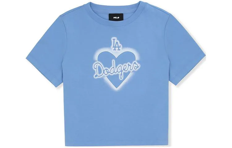 

MLB Футболка SS23 Heart Regular женская Light Cobalt Blue, Синий, MLB Футболка SS23 Heart Regular женская Light Cobalt Blue