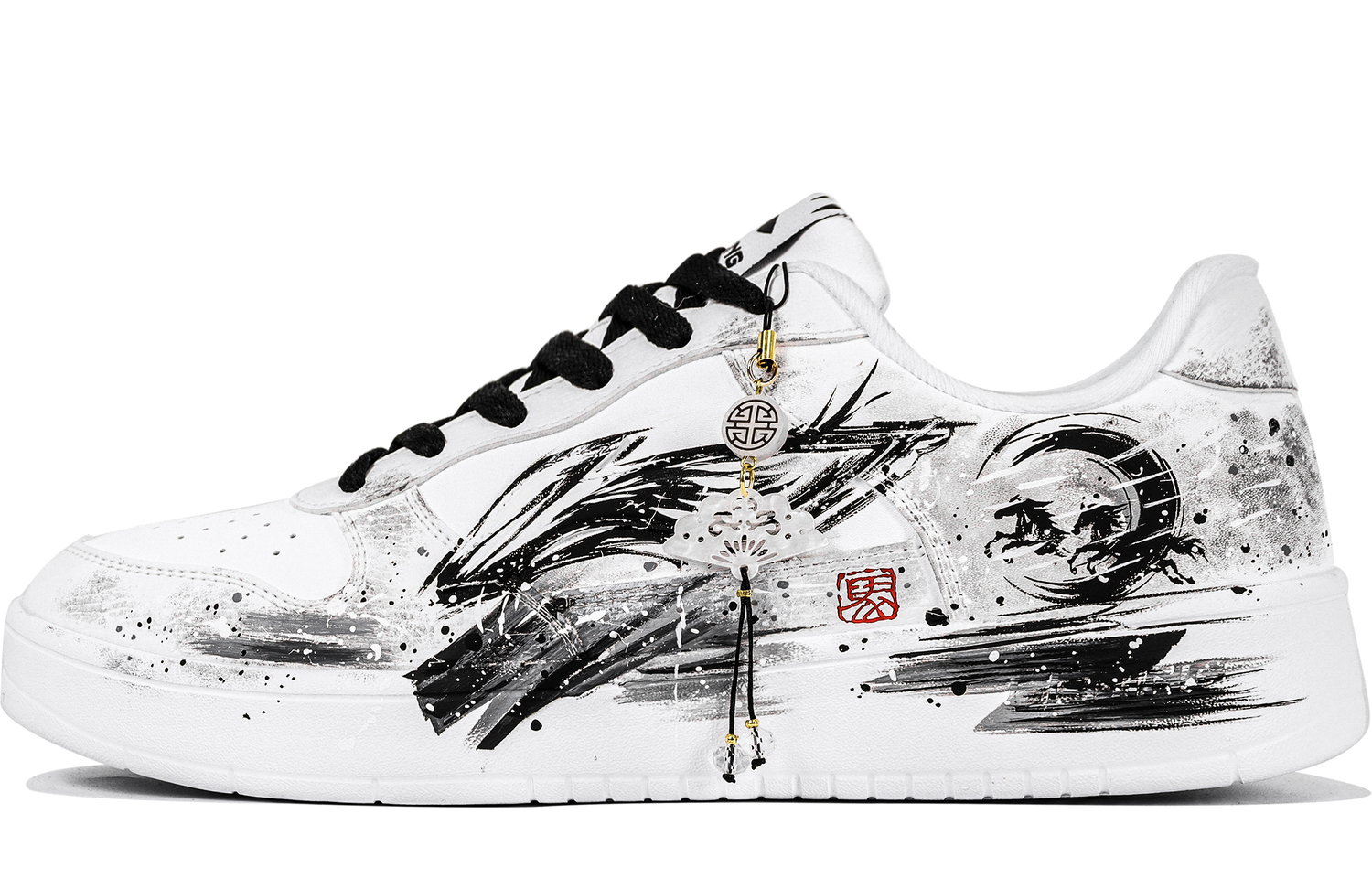 

LINING Мужские скейтерские кроссовки Pontoon Boats Abrasion Resistant Breathable Height Increasing Low top черный белый