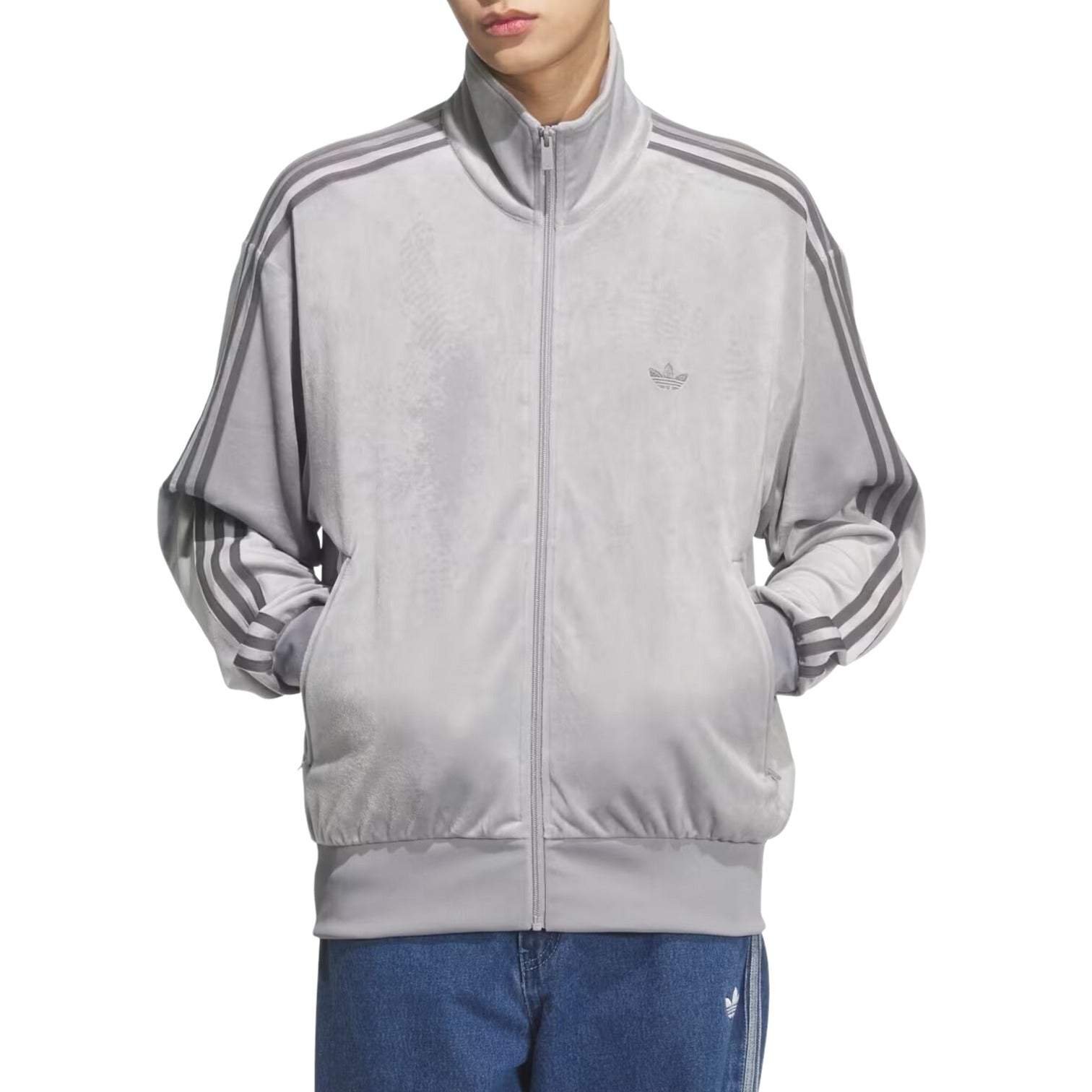 Спортивная куртка Adidas Firebird Velour Track Top 'Light Onix' — фото 2