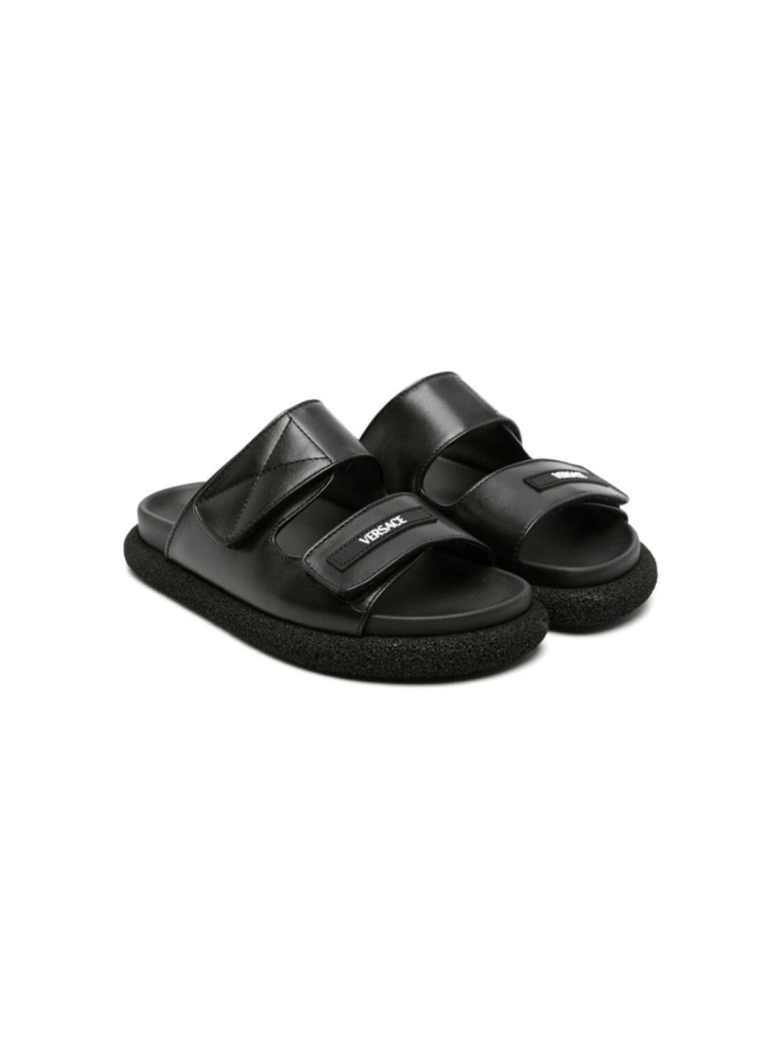 

Versace Kids шлепанцы с нашивкой-логотипом, черный