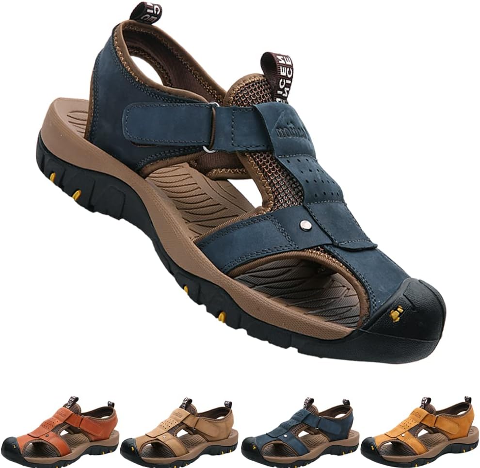 

Мужские походные сандалии для вождения, повседневные спортивные пляжные туфли с закрытым носком, удобные легкие водные сандалии для лета и активного отдыха на улице Generic, синий