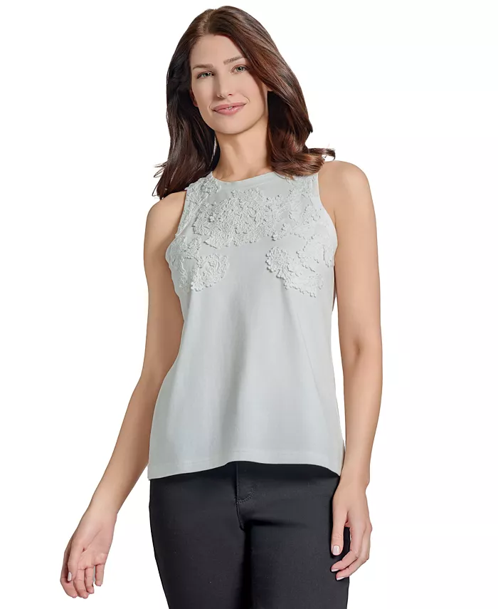 

Миниатюрный топ без рукавов с аппликацией Jones New York, белый