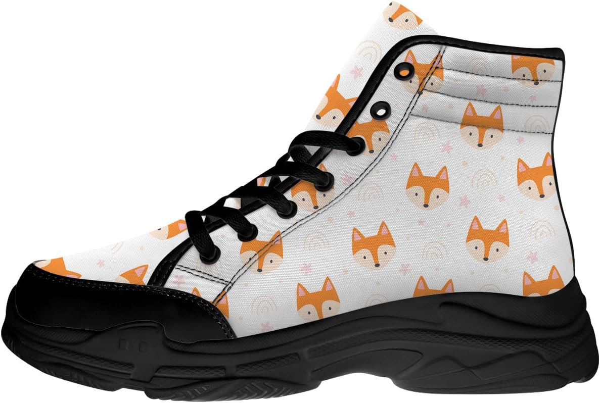 

Кеды на высокой подошве с изображением лисы для женщин и мужчин, парусиновые платформенные туфли на шнуровке, подарки с лисой для нее и для него Generic, белый