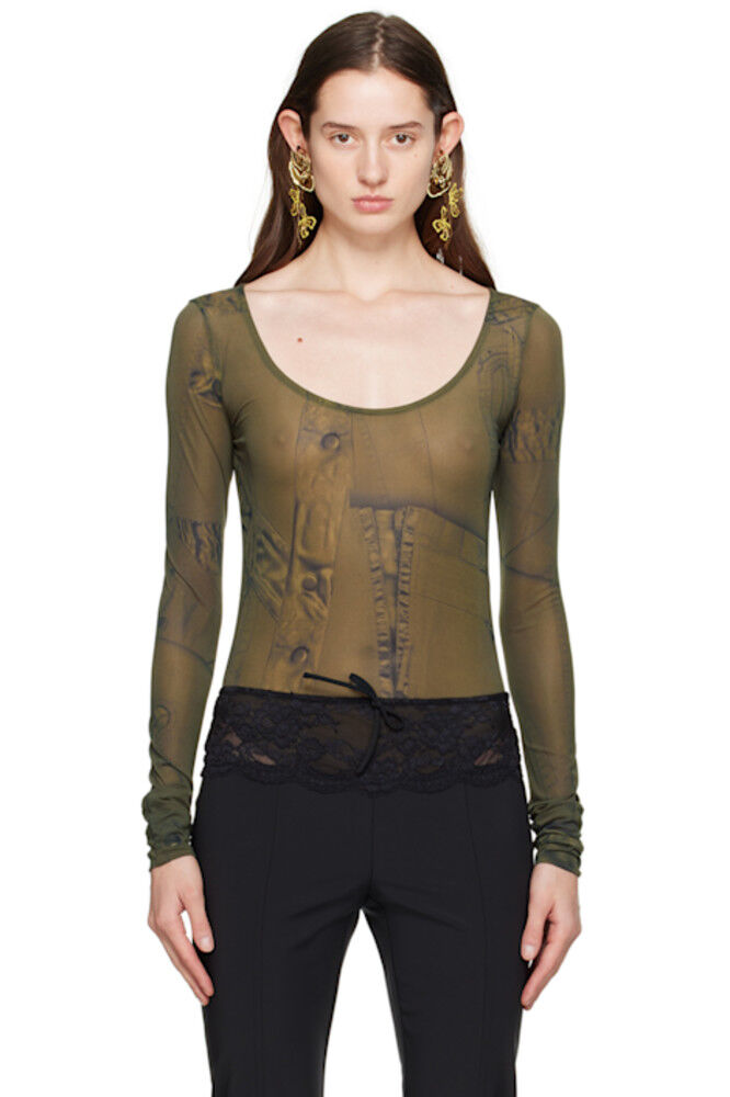 

Зеленый принтованный боди Blumarine