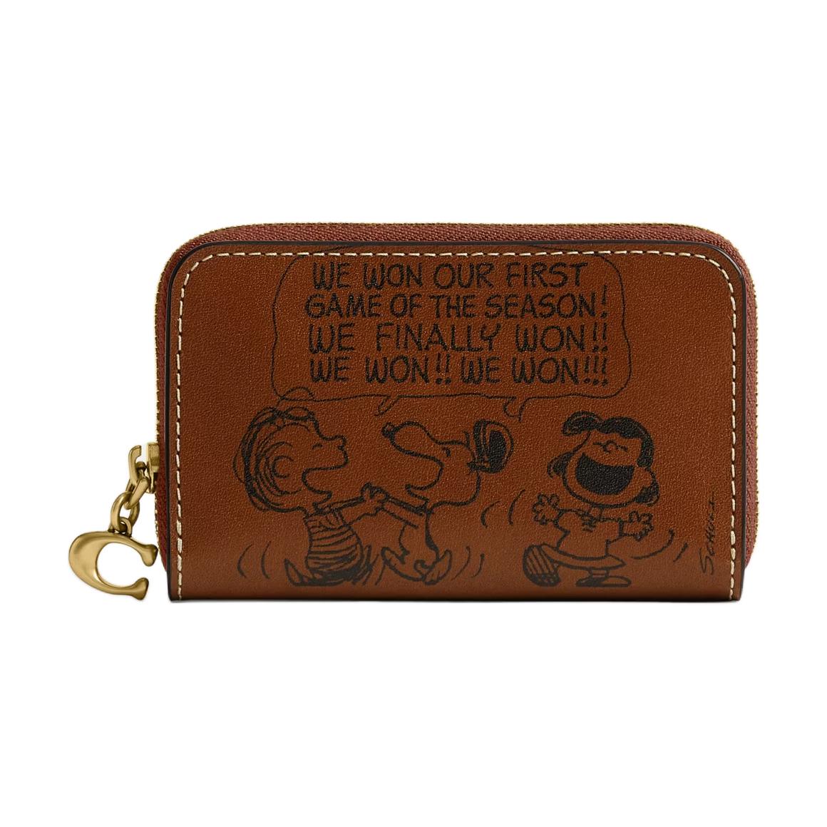 

Кожаный картхолдер Peanuts Collaboration малый женский hazelnut COACH, Hazelnut