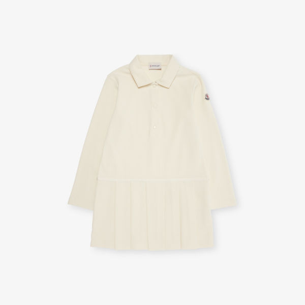 

Платье Moncler из хлопкового пике с плиссированным подолом и логотипом 4-14 лет, бежевый
