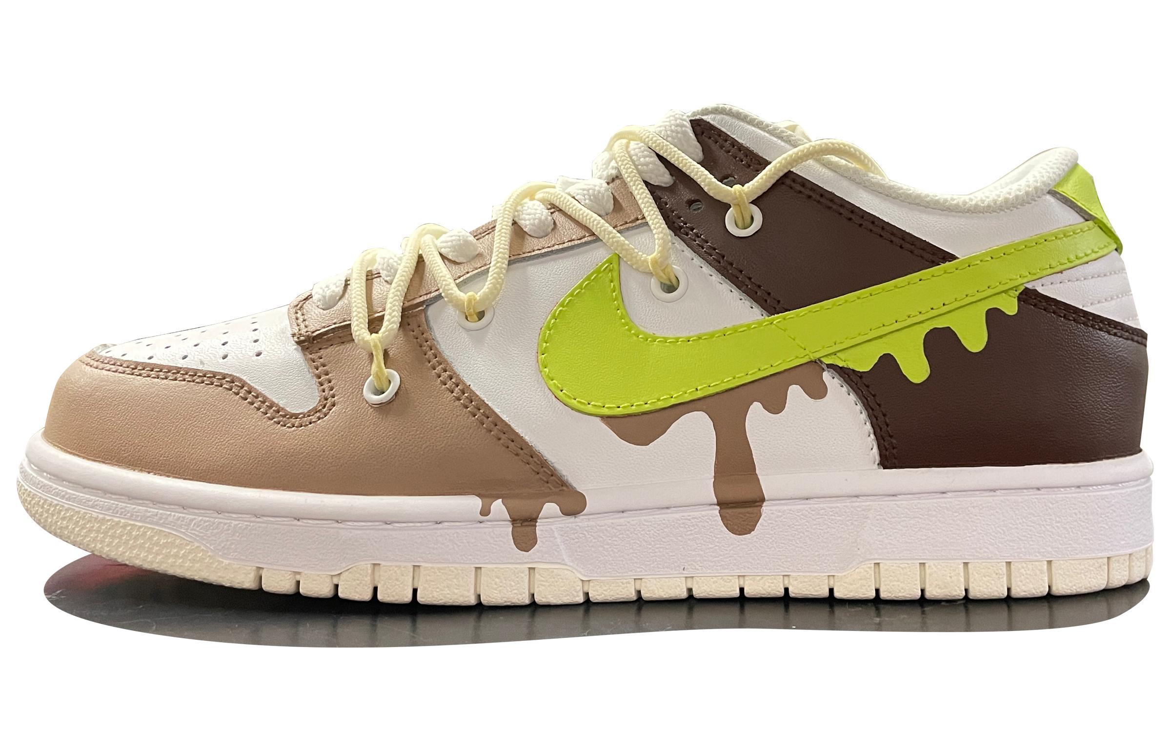 

Кроссовки Nike Dunk Skateboard Shoes Women's Low-Top Brown Green/White