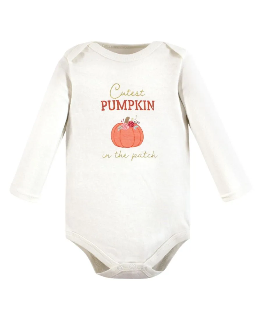 Hudson Baby Хлопковые боди с длинными рукавами, комплект из 3 штук, с принтом цвета корицы — фото 3