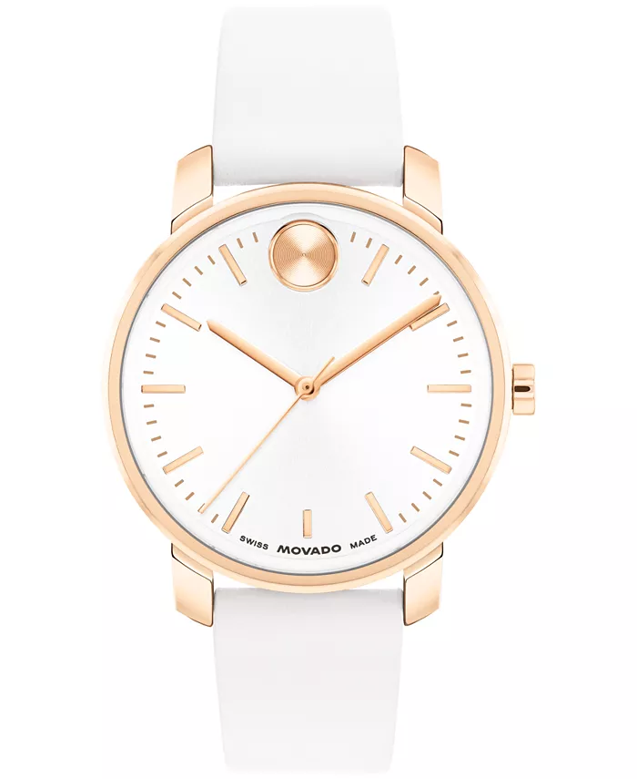 

Женские часы Bold Access Swiss Quartz с белым кожаным ремешком, 34mm Movado