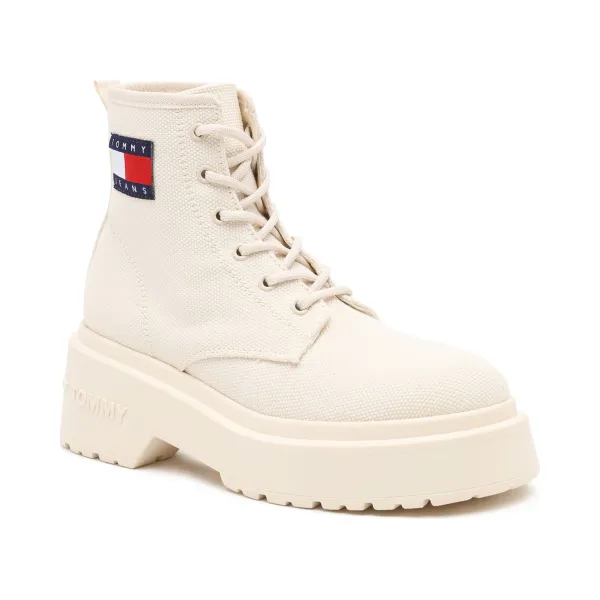 

Фестивальные ботильоны на платформе Tjw со шнуровкой и добавлением кожи Tommy Hilfiger, бежевый