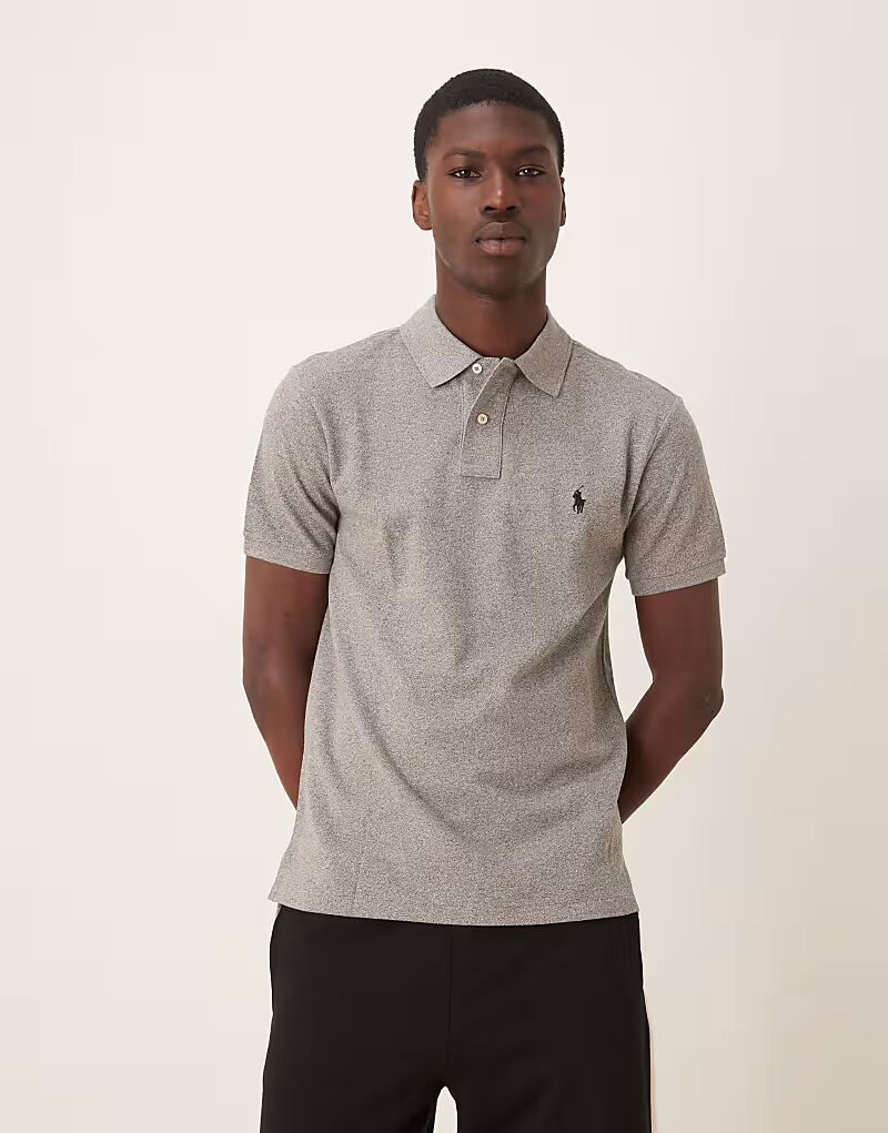 Polo Ralph Lauren Icon Logo Поло с короткими рукавами серого цвета — фото 2