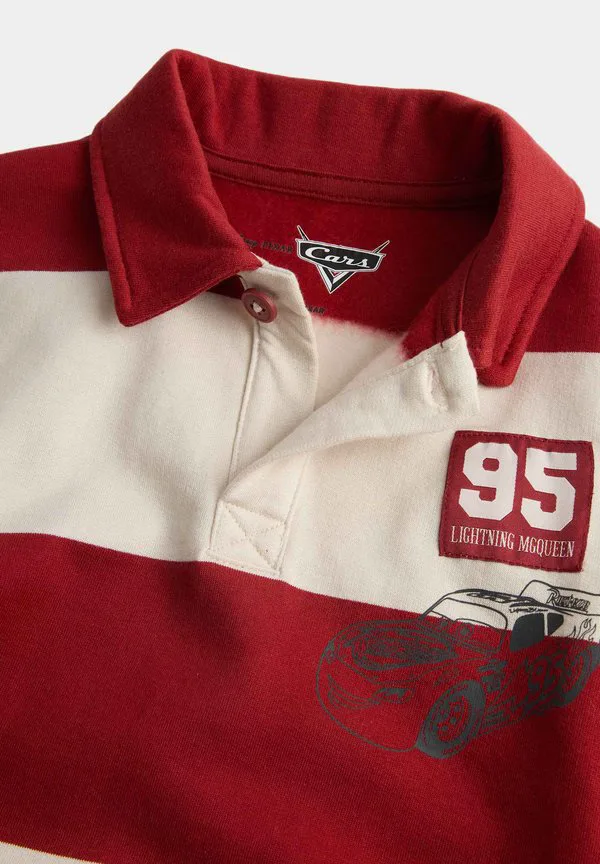 Полосатая футболка-поло с изображением автомобилей диснея Marks & Spencer, Red Mix — фото 2