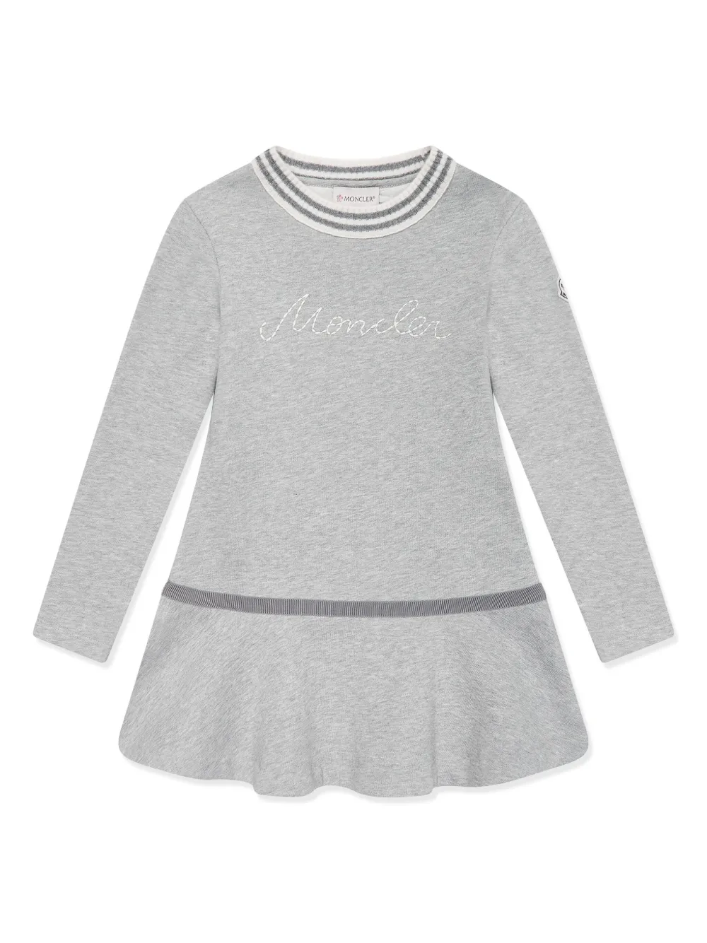 

Платье с вышитым логотипом Moncler Enfant, серый