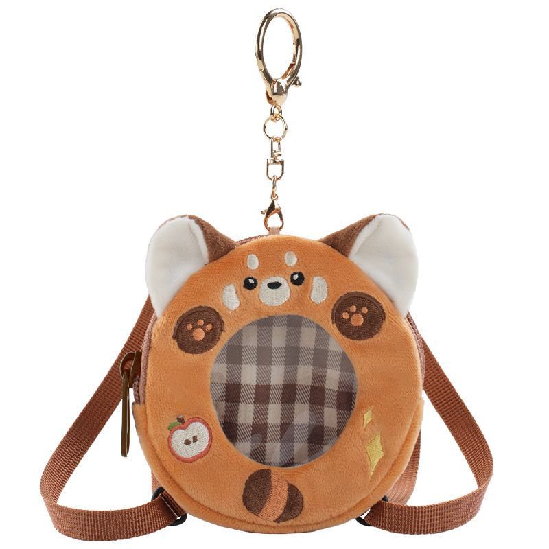 

Holding bamboo Плюшевый рюкзак среднего размера унисекс коричневый, Red Panda Badge Bag-Brown