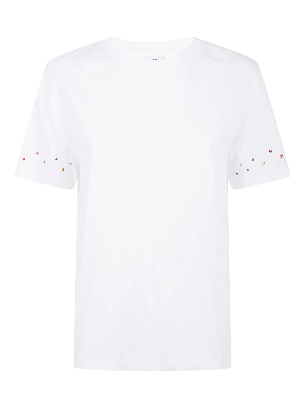 

Футболка из хлопка с вышитыми рукавами Paul Smith, белый