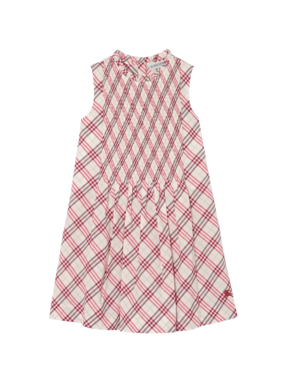 Хлопковое платье в клетку Burberry Kids, нейтральный