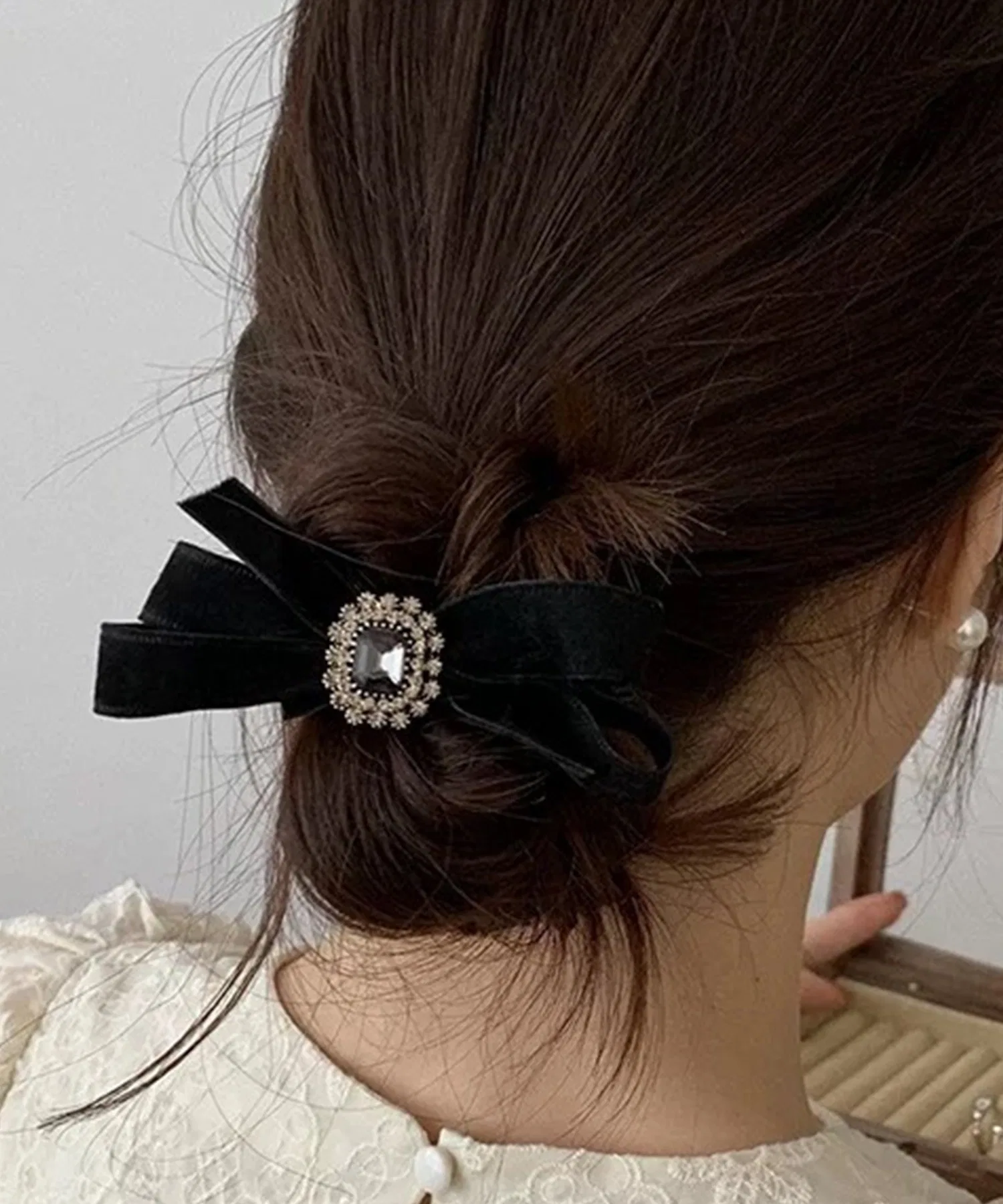 Набор из 2 заколок-резинок с брошью Lace Ladies, чёрный