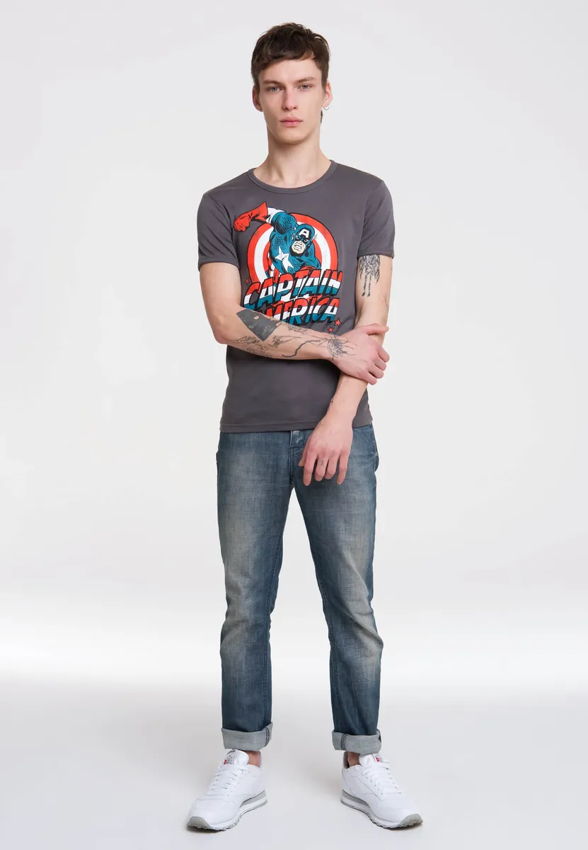 

Logoshirt Футболка "Капитан Америка" с ретро-принтом спереди, серый
