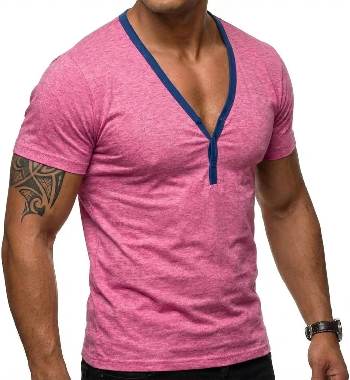 

Футболка с V-образным вырезом и отделкой, легкая и дышащая RODYETQQ