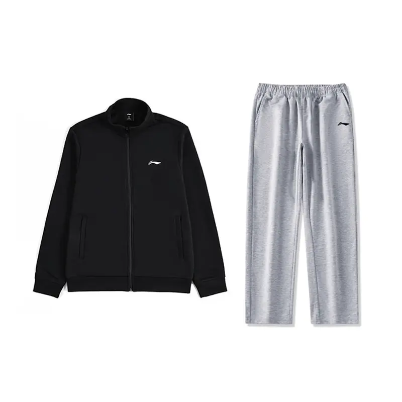 

Li Ning Casual Sportswear Unisex Li-Ning, черный fleece-lined cardigan+светло heather серый straight fit sweatpants