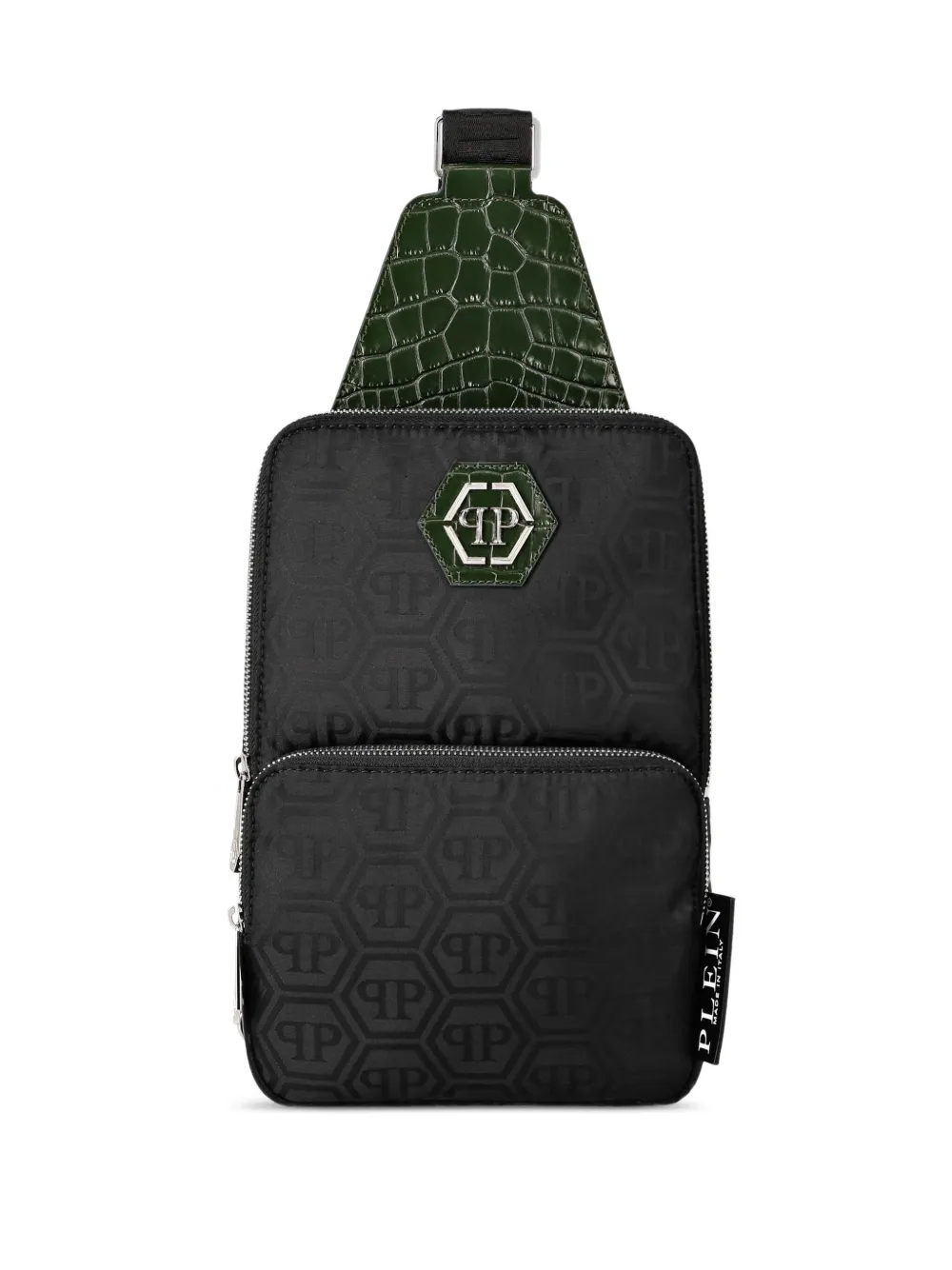 

Сумка через плечо с тиснением под кожу крокодила Philipp Plein, черный