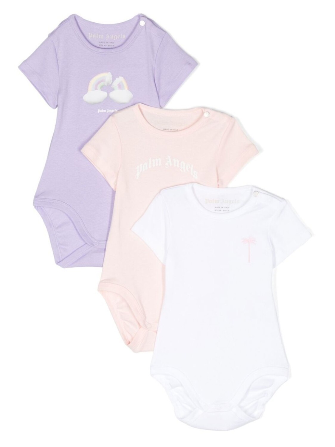 

Комплект из трех боди с логотипом Palm Angels Kids, розовый