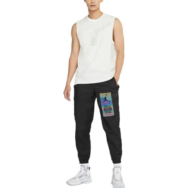 Спортивные штаны Men's Air Jordan Logo Printing Gradient Drawstring Lacing Bundle Feet Sports Pants/Trousers/Joggers Black, черный — фото 4