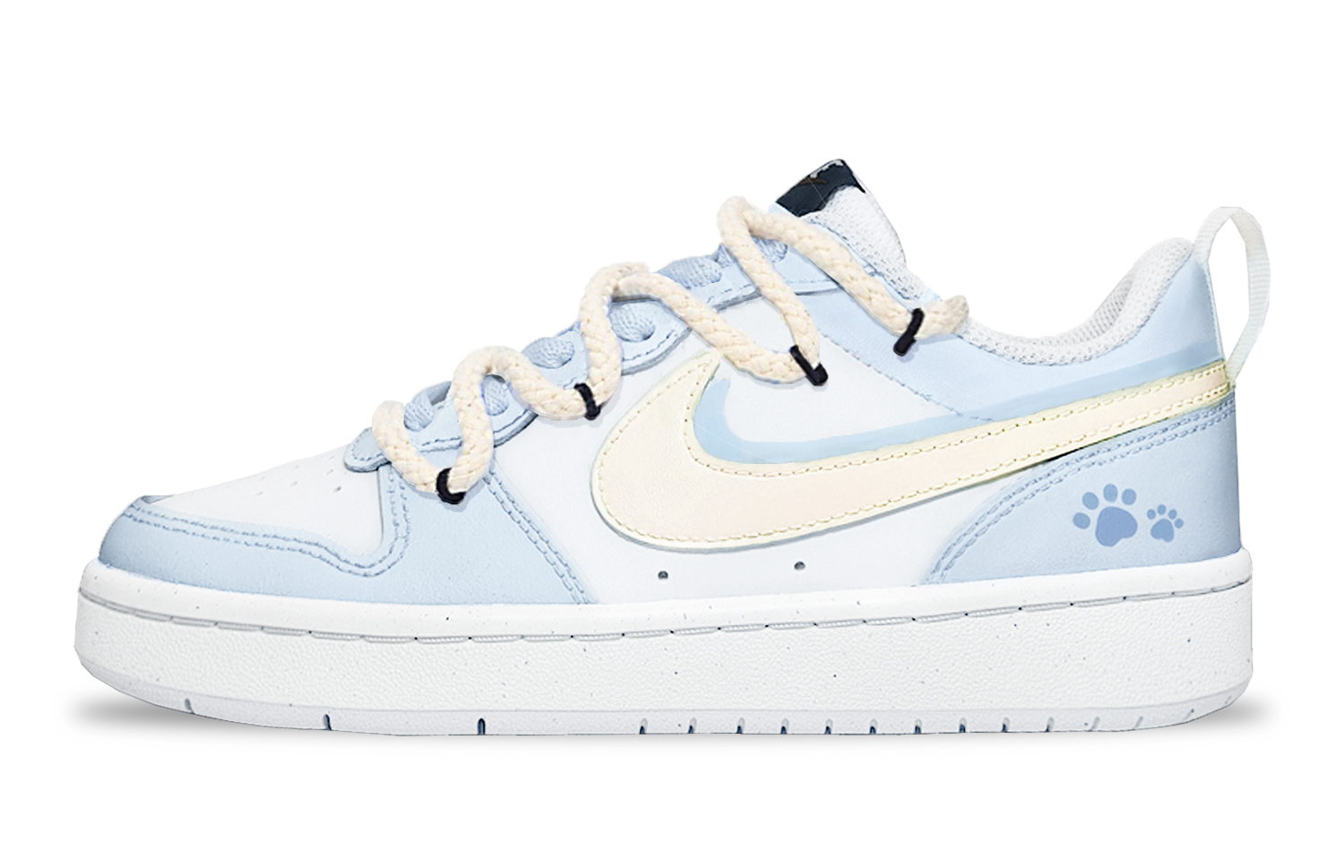 

Nike Детские кроссовки для скейтбординга Court Borough Sea Salt Cat Paw, устойчивые к истиранию, синие, белые, унисекс