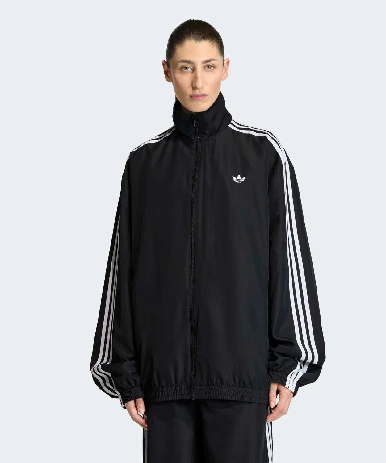 Трек-топ женский с логотипом Three Stripes, Adidas Originals, полиэстер, чёрный