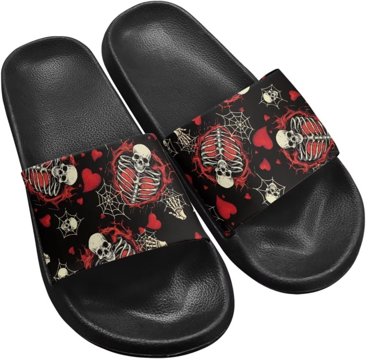 

Мужские шлепанцы Twousenru с забавным стильным узором черепа, противоскользящие, быстро сохнущие для душа, EVA, удобные для путешествий, домашние и уличные, Loving & Skull